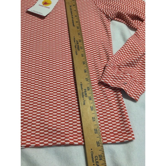 Marie Birdie  Print Mock Neck Long Sleeve Top Women size 8 XXXL Red White - Picture 5 of 7